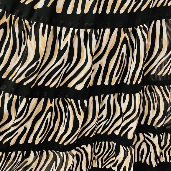 Alfred Dunner Zebra Print Tiered Midi Skirt Sz 24W Sheer Ruffle Office Artsy - Picture 2 of 6
